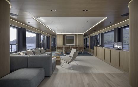 Mengi Yay superyacht Cabana main saloon lounge area 