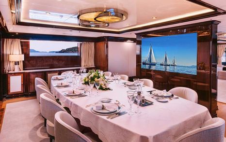 Superyacht IDyllic main saloon dining area 