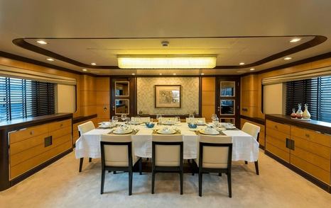 Superyacht Serenity II main saloon dining area