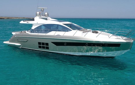 The side profile of an Azimut S6 yacht for sale.