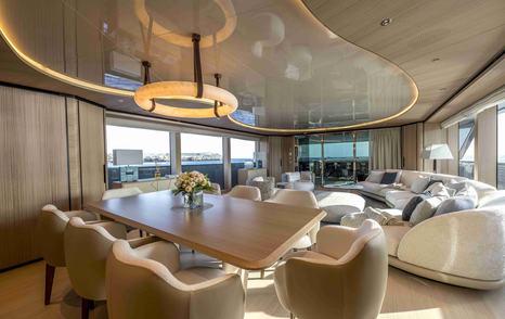 Superyacht Unique S main saloon dining area 