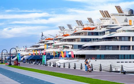 Superyachts berthed at the Qatar Boat Show