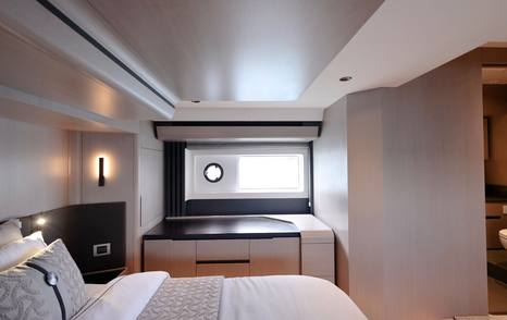 Sirena 48 owner’s cabin storage and hull-side window