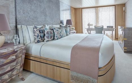 Feadship superyacht Joy guest cabin with desk 