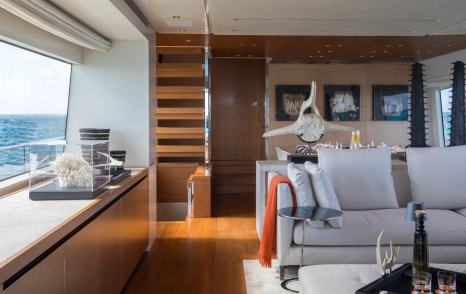 Close up of Motor Yacht Ferrol's interior seating