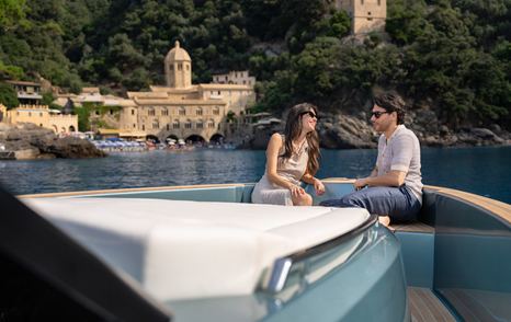 Pardo-43-Review-foredeck-lounge-seating-at-anchor-harbour-view