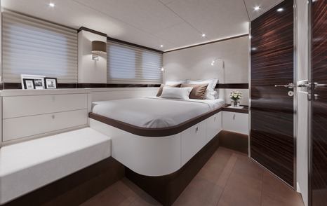 A guest cabin on board a Zeelander Z72 yacht