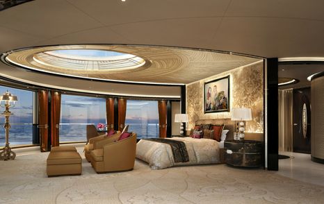 Superyacht Kismet cabin with circular skylight