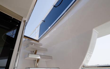 Private steps connecting the owner's terrace to the foredeck on the Majesty 100 Terrace