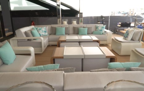 Superyacht Utopia IV beach club L-shaped seating