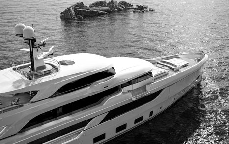 Rendering showing bow of Alia Yachts new explorer  yacht