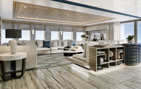 Large lounging area on explorer yacht VICTORIOUS