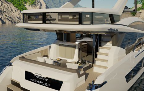 Rendering of Pearl 63 motor yacht aft deck
