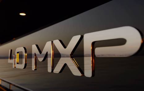 Numarine 40MXP model badge on the superstructure of the explorer yacht