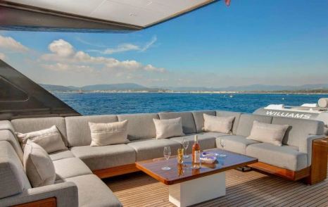 Superyacht Jangada flybridge U-shaped seating