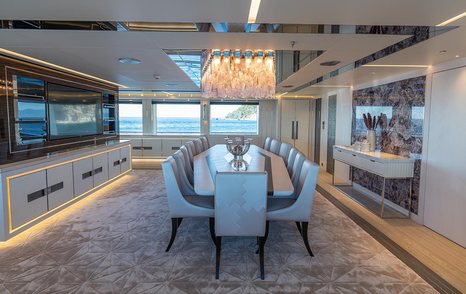 Elegant formal dining area on superyacht TATIANA