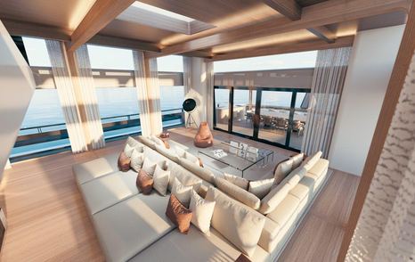 Bright, neutral furnishings are used within the Benetti B.Loft salon to deliver a sense of spaciousness