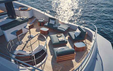 Aft view of lounging area on Magellano 25 Metri