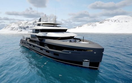 Superyacht Horizon rendering at sea