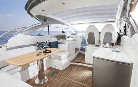 sports yacht cockpit on the Princess V40