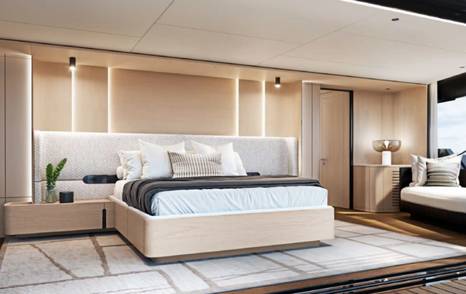  Silver Yachts Project H780 catamaran master cabin rendering 