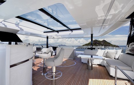 Sunreef Yachts 80 Sunreef Power catamaran flybridge with bar area and shaded seating