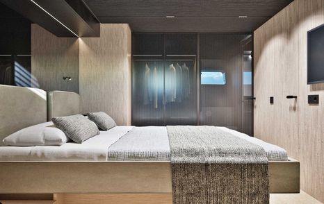 Bluegame BG64 motor yacht master cabin with wardrobe  