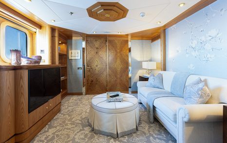 Owner's lounge on motor yacht Vibrance, with sofa 