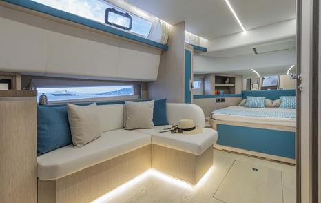 Apreamare Gozzo 45 boat bedroom with seating area