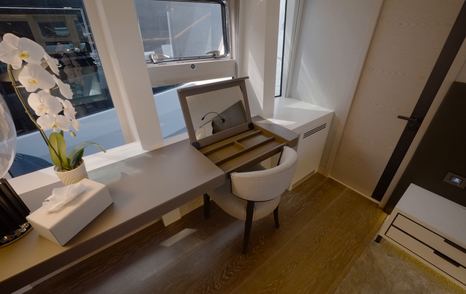 Numarine 40MXP main deck VIP cabin dressing table beside panoramic window