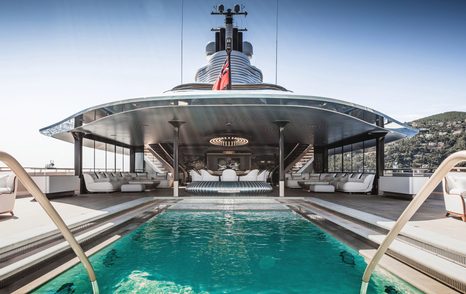 On deck swimming pool onboard megayacht JUBILEE (KAOS).