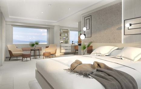 Rendering of Superyacht Project 717 master cabin 