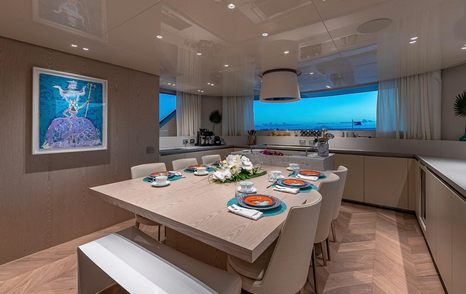 Sanlorenzo motor yacht Another One main saloon dining area 