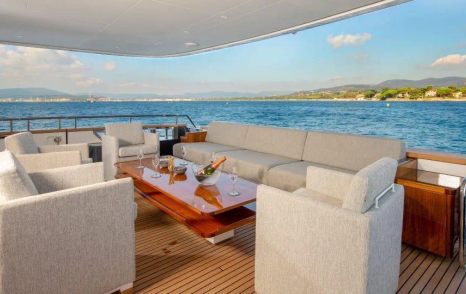 Superyacht Jangada aft deck seating