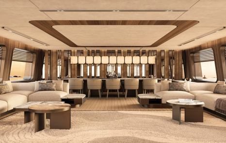 Maiora Supernova 50 interior rendering of lounge and dining areas