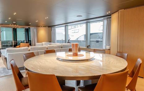 Motor yacht K2 main saloon dining area 