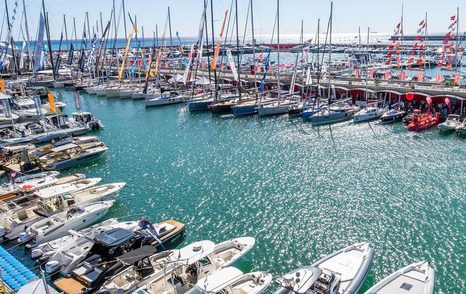 Boats for sale berthed at the Genoa International Boat Show