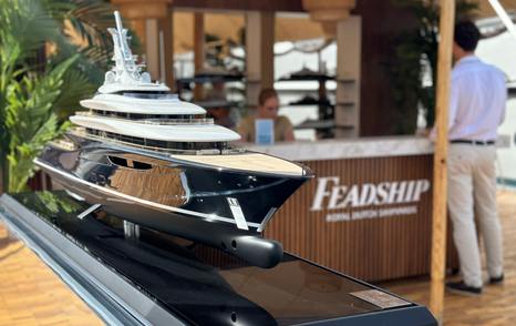 Scale model of a Feadship superyacht at FLIBS