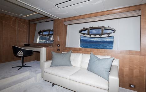 Pershing 108 superyacht Grace master cabin seating area 