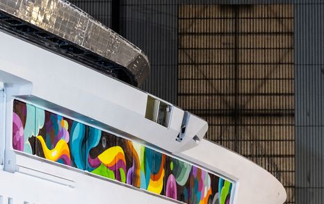 Artwork on exteriors of Superyacht Y726 superstructure
