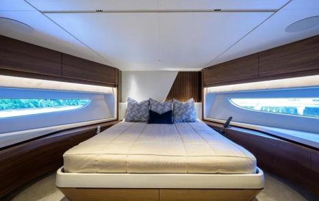 Foot of bed on Motor Yacht Escape 