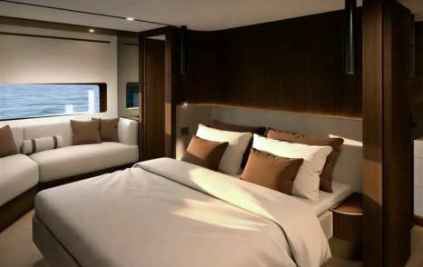 Rendering of Bellini Astor 68 motor yacht master cabin 