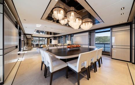 Superyacht Reliance main saloon dining area 