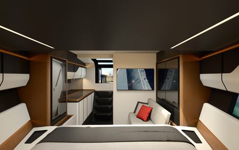 Rendering of Wally wallypower50X boat interior seating 