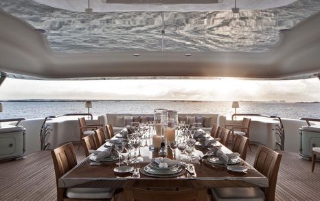 Lady E has multiple dining areas, with this one offering guests a wide, oceanic view