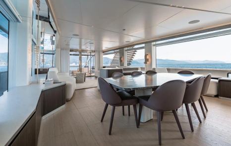 Azimut superyacht Aria main saloon dining area 