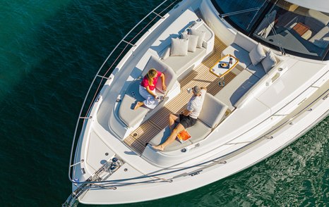 Riviera 6200 yacht foredeck with sun pads 