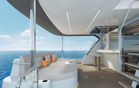 motor yacht CLB65 SUV aft deck with seating