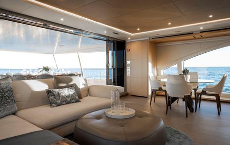 Benetti Classic Supreme 132' yacht Alegre sky lounge with dining table 
