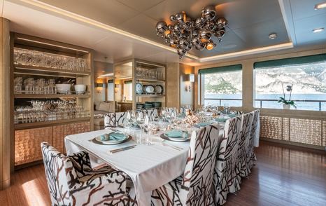 ISA Yachts motor yacht Liberty main saloon dining area 